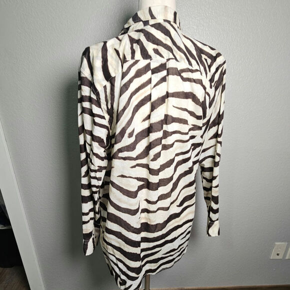 Ralph Lauren Zebra Animal Print 100% Cotton Button Up Shirt Size 1X - Picture 4 of 10